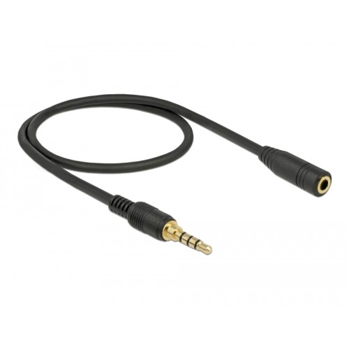 Delock Stereo Jack Extension Cable 3.5 mm 4 pin male to female 0.5 m black