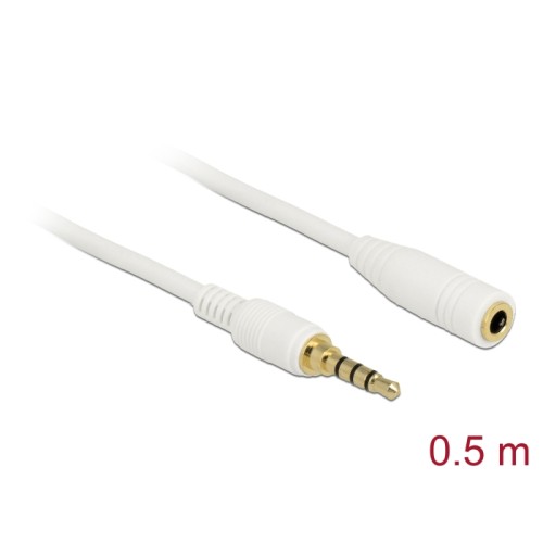 Delock Stereo Jack Extension Cable 3.5 mm 4 pin male to female 0.5 m white