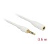 Delock Stereo Jack Extension Cable 3.5 mm 4 pin male to female 0.5 m white