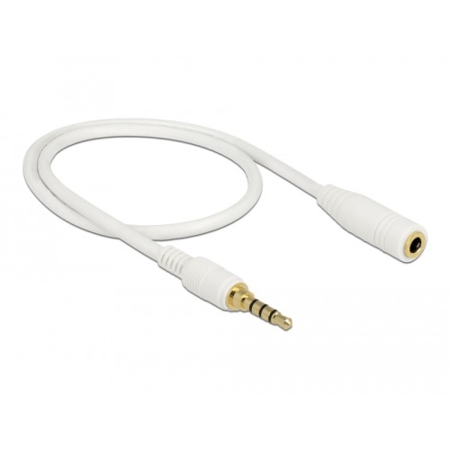 Delock Stereo Jack Extension Cable 3.5 mm 4 pin male to female 0.5 m white
