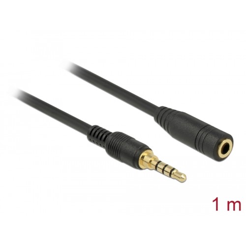 Delock Stereo Jack Extension Cable 3.5 mm 4 pin male to female 1 m black