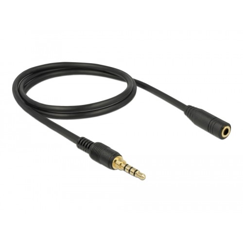 Delock Stereo Jack Extension Cable 3.5 mm 4 pin male to female 1 m black