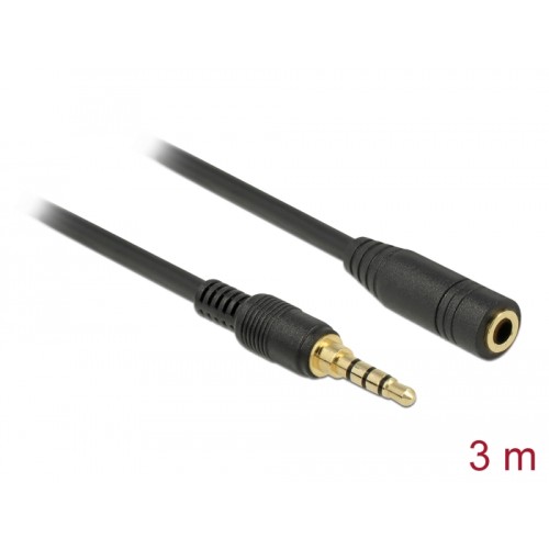 Delock Stereo Jack Extension Cable 3.5 mm 4 pin male to female 3 m black