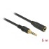 Delock Stereo Jack Extension Cable 3.5 mm 4 pin male to female 5 m black