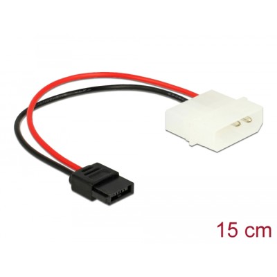 Delock Power Cable Molex 4 pin plug to Slim SATA 6 pin receptacle 15 cm