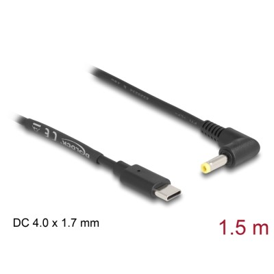 Delock USB Type-C™ Power Cable to DC 4.0 x 1.7 mm male angled 1.5 m