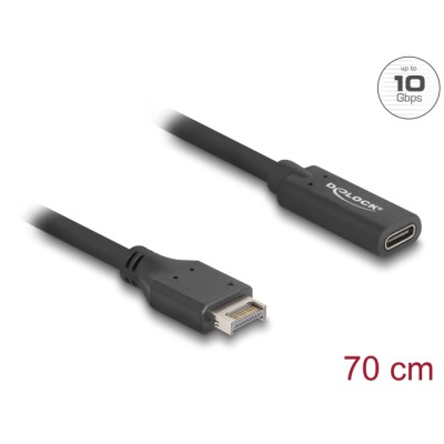 Delock USB 10 Gbps Cable Type-E Key A 20 pin male to USB Type-C™ female 70 cm
