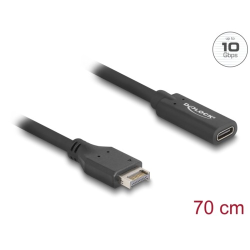 Delock USB 10 Gbps Cable Type-E Key A 20 pin male to USB Type-C™ female 70 cm