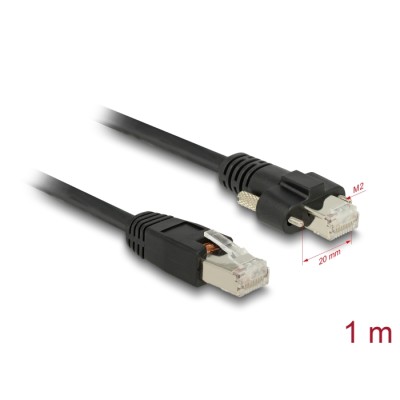 Delock GigE Camera Cable RJ45 plug to RJ45 plug with screws Cat.6 S/FTP 1 m