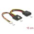 Delock Cable Power SATA 15 pin receptacle > Molex 4 pin male + 4 pin power female