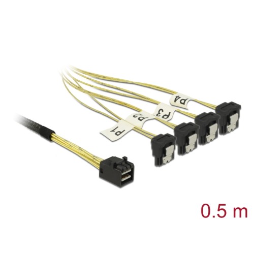 Delock Cable Mini SAS HD SFF-8643 > 4 x SATA 7 Pin angled 0.5 m