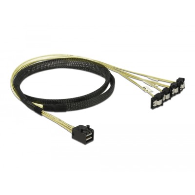 Delock Cable Mini SAS HD SFF-8643 > 4 x SATA 7 Pin angled 1 m 2