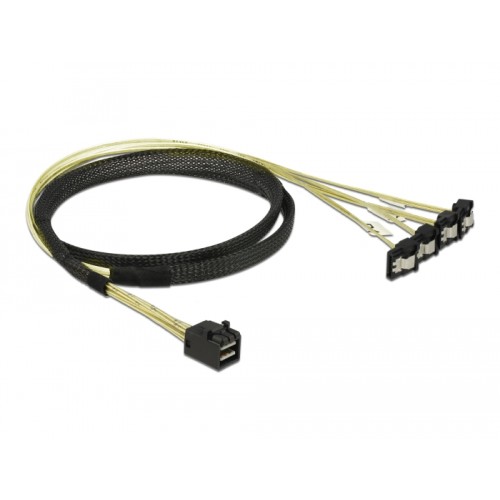 Delock Cable Mini SAS HD SFF-8643  4 x SATA 7 Pin angled 1 m