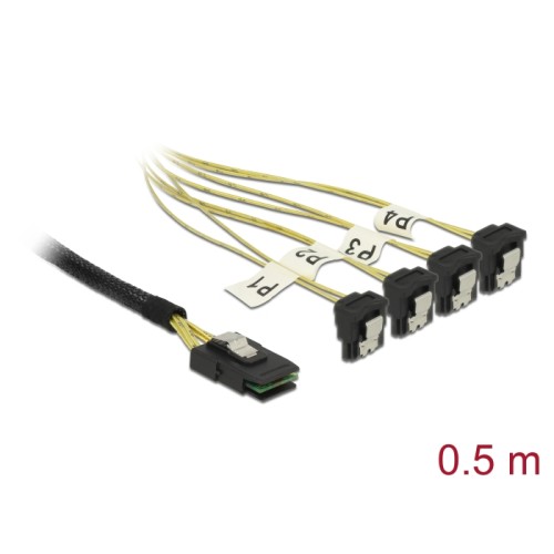 Delock Cable Mini SAS SFF-8087 > 4 x SATA 7 Pin angled 0.5 m