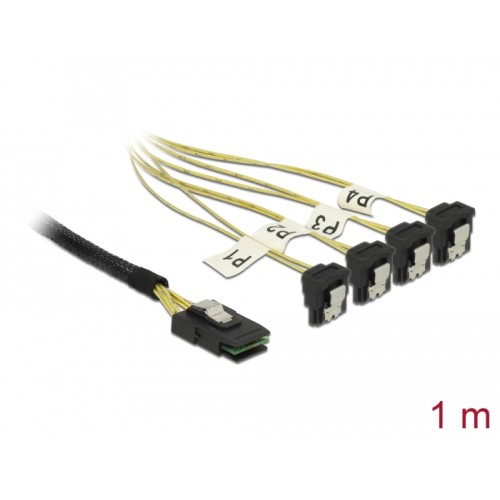 Delock Cable Mini SAS SFF-8087 > 4 x SATA 7 Pin angled 1 m