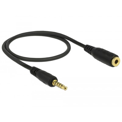 Delock Extension Cable Stereo Jack 3.5 mm 5 pin male to female 0.5 m black 2