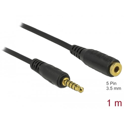 Delock Extension Cable Stereo Jack 3.5 mm 5 pin male to female 1 m black