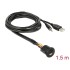 Delock Cable USB Type-A male + 3.5 mm 4 pin stereo jack male > female bulkhead USB Type-A female + 3.5 mm 4 pin female (audio) 1