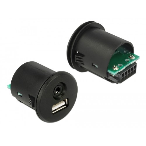 Delock Cable USB Type-A male + 3.5 mm 4 pin stereo jack male > female bulkhead USB Type-A female + 3.5 mm 4 pin female (audio) 1