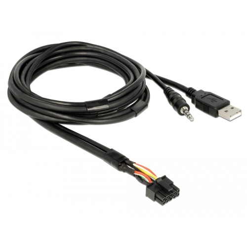 Delock Cable USB Type-A male + 3.5 mm 4 pin stereo jack male > female bulkhead USB Type-A female + 3.5 mm 4 pin female (audio) 1