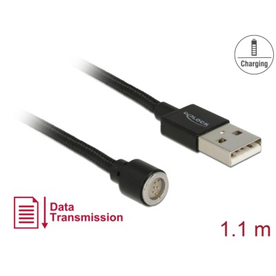 Delock Magnetic USB Data and Charging Cable black 1.1 m