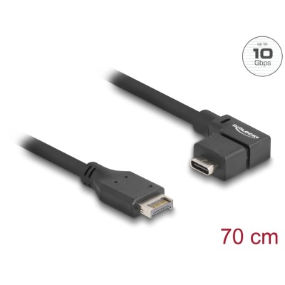 Delock USB 10 Gbps Cable Type-E Key A 20 pin male to USB Type-C™ female angled 70 cm