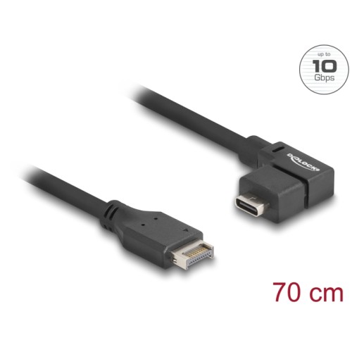 Delock USB 10 Gbps Cable Type-E Key A 20 pin male to USB Type-C™ female angled 70 cm