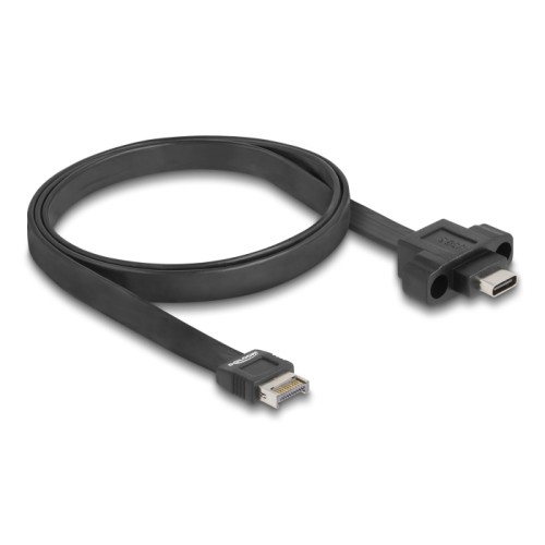 Delock USB 10 Gbps Flat Cable Type-E Key A 20 pin male to USB Type-C™ female panel-mount 75 cm