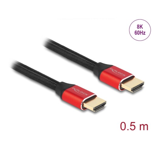 Delock Ultra High Speed HDMI Cable 48 Gbps 8K 60 Hz red 0.5 m certified