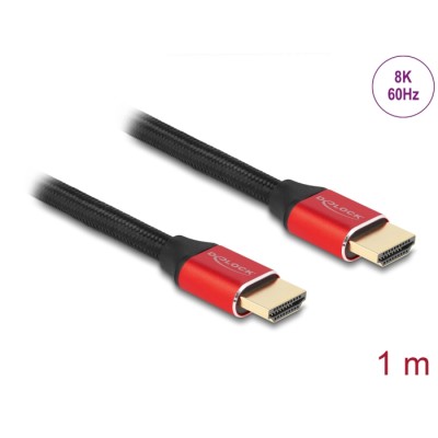 Delock Ultra High Speed HDMI Cable 48 Gbps 8K 60 Hz red 1 m certified