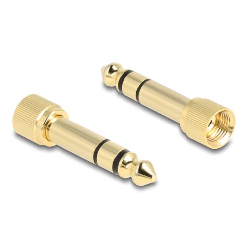 Delock Coiled Cable 3.5 mm 3 pin Stereo jack male to Stereo jack male angled with screw adapter to 6.35 mm 75 cm