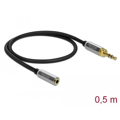 Delock Stereo Jack Extension Cable 3.5 mm 3 pin male to female with 6.35 mm screw adapter 0.5 m 2