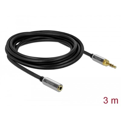 Delock Stereo Jack Extension Cable 3.5 mm 3 pin male to female with 6.35 mm screw adapter 3 m 2