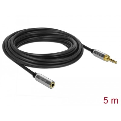 Delock Stereo Jack Extension Cable 3.5 mm 3 pin male to female with 6.35 mm screw adapter 5 m 2