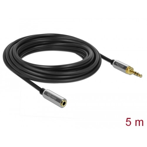 Delock Stereo Jack Extension Cable 3.5 mm 3 pin male to female with 6.35 mm screw adapter 5 m