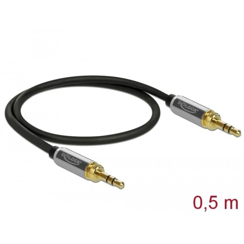 Delock Stereo Jack Cable 3.5 mm 3 pin male to male with screw adapter 0.5 m