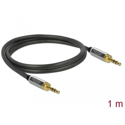 Delock Stereo Jack Cable 3.5 mm 3 pin male to male with screw adapter 1 m 2