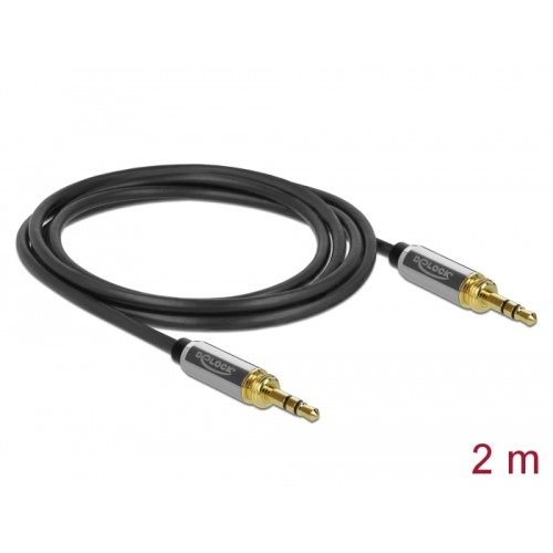Delock Stereo Jack Cable 3.5 mm 3 pin male to male with screw adapter 2 m