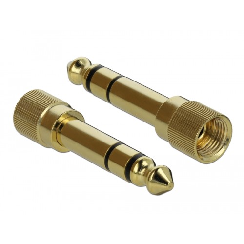 Delock Stereo Jack Cable 3.5 mm 3 pin male to male with screw adapter 2 m