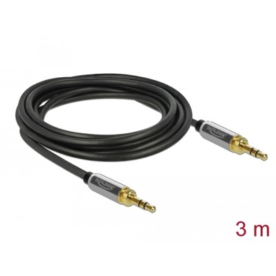 Delock Stereo Jack Cable 3.5 mm 3 pin male to male with screw adapter 3 m 2