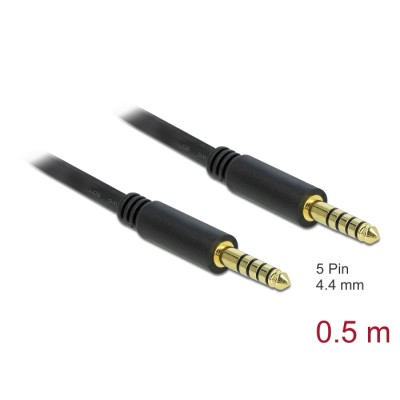 Delock Stereo Jack Cable 4.4 mm 5 pin male to male 0.5 m black