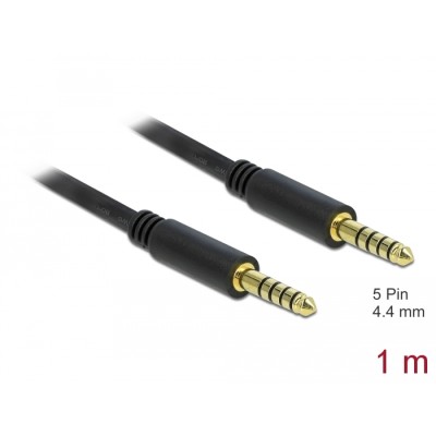 Delock Stereo Jack Cable 4.4 mm 5 pin male to male 1 m black