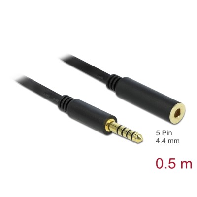 Delock Extension Cable Stereo Jack 4.4 mm 5 pin male to female 0.5 m black