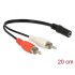 Delock Audio Cable 2 x RCA male to 1 x 3.5 mm 3 pin Stereo Jack 20 cm