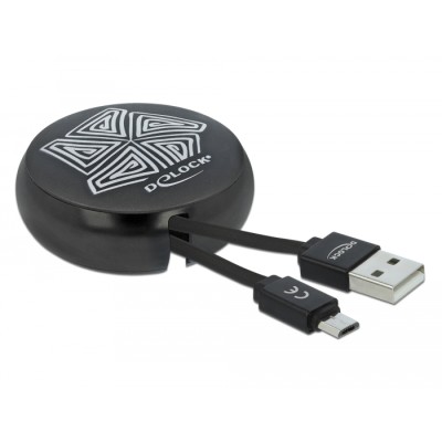 Delock USB 2.0 Retractable Cable Type-A to Micro-B black