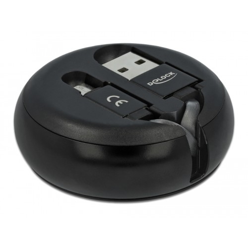 Delock USB Retractable Cable Type-A to Micro-B black