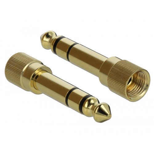 Delock Coiled Cable Extension 3.5 mm 3 pin Stereo Jack male to Stereo Jack female with 6.35 mm screw adapter 1 m