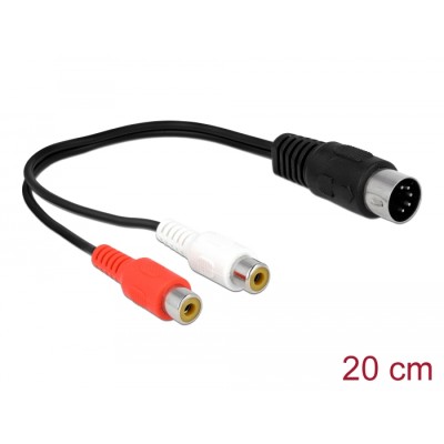 Delock DIN Cable diode plug 5 pin to 2 x RCA female 20 cm
