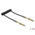 Delock Coiled Cable 3.5 mm 3 pin Stereo Jack male to Stereo Jack male with screw adapter 1 m