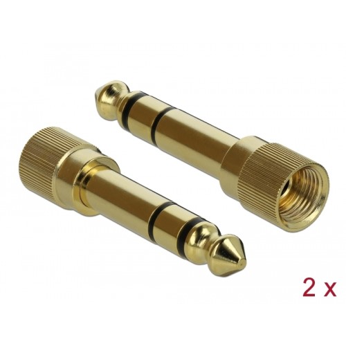 Delock Coiled Cable 3.5 mm 3 pin Stereo Jack male to Stereo Jack male with screw adapter 1 m
